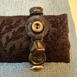 Vintage Button Bracelet - Black and Silver